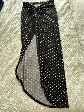 SHEIN Black and White Polka Dot Twist Front Skirt